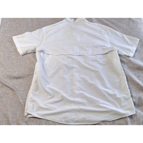 LL Bean Men's Outdoor Button Up Shirt White Short Sleeve Casual Back Vent Top L - Picture 2 of 9
